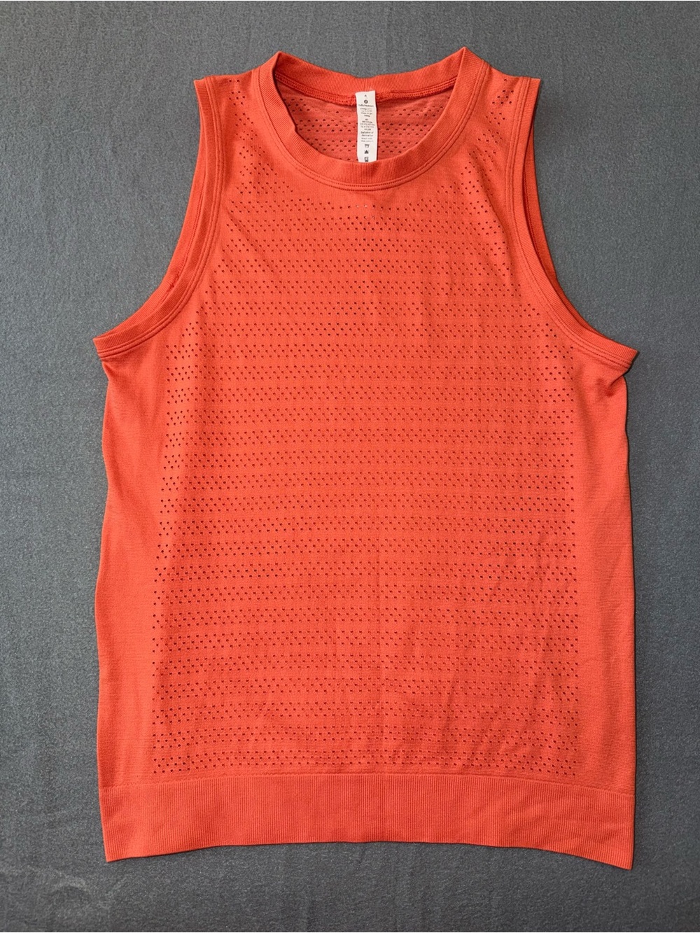 Lululemon Mesh Knit Tank Top Size 4 Coral Orange